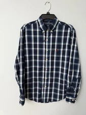 US Polo Assn Shirt Mens Small Navy Plaid Collared Casual Long Sleeve Button Up