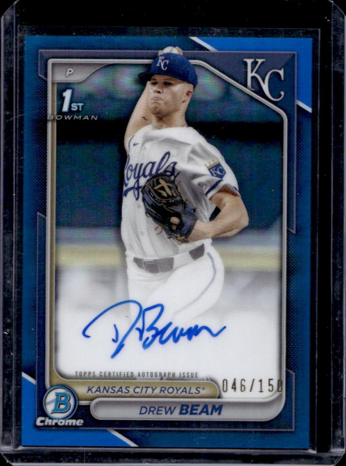 2024 Bowman Draft Drew Beam Chrome Auto Blue Refractor 1st #46/150