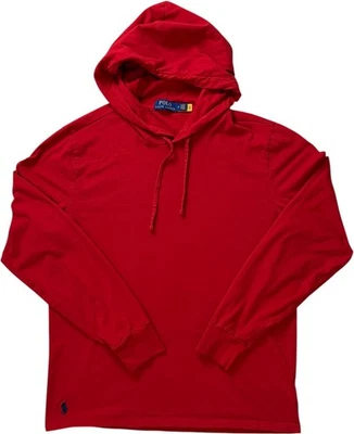 Polo Ralph Lauren Red Hoodie Mens Medium Big Pony Script Pullover - Image 1 of 4