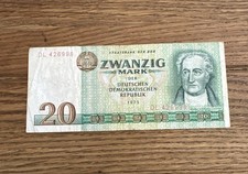 20 Mark DDR Banknote 1975 Geld Staatsbank DDR original Johann W. von Goethe