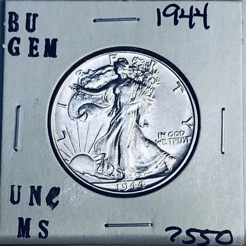 1944 BU GEM LIBERTY WALKING SILVER HALF UNC MS+++ U.S. MINT RARE COIN 7550