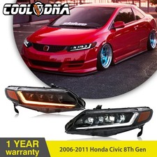 Pair Led Drl Headlights Lamps For 2006-2011 Honda Civic 8th Gen Head Front Lamps