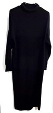 Chico's 2 (L-12/14) Black Long Sleeve Turtleneck Midi SweaterDress Classic Goth 