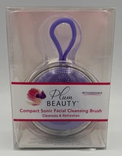 Plum Beauty Compact Sonic Facial Cleansing Brush  Rechargeable, Purple