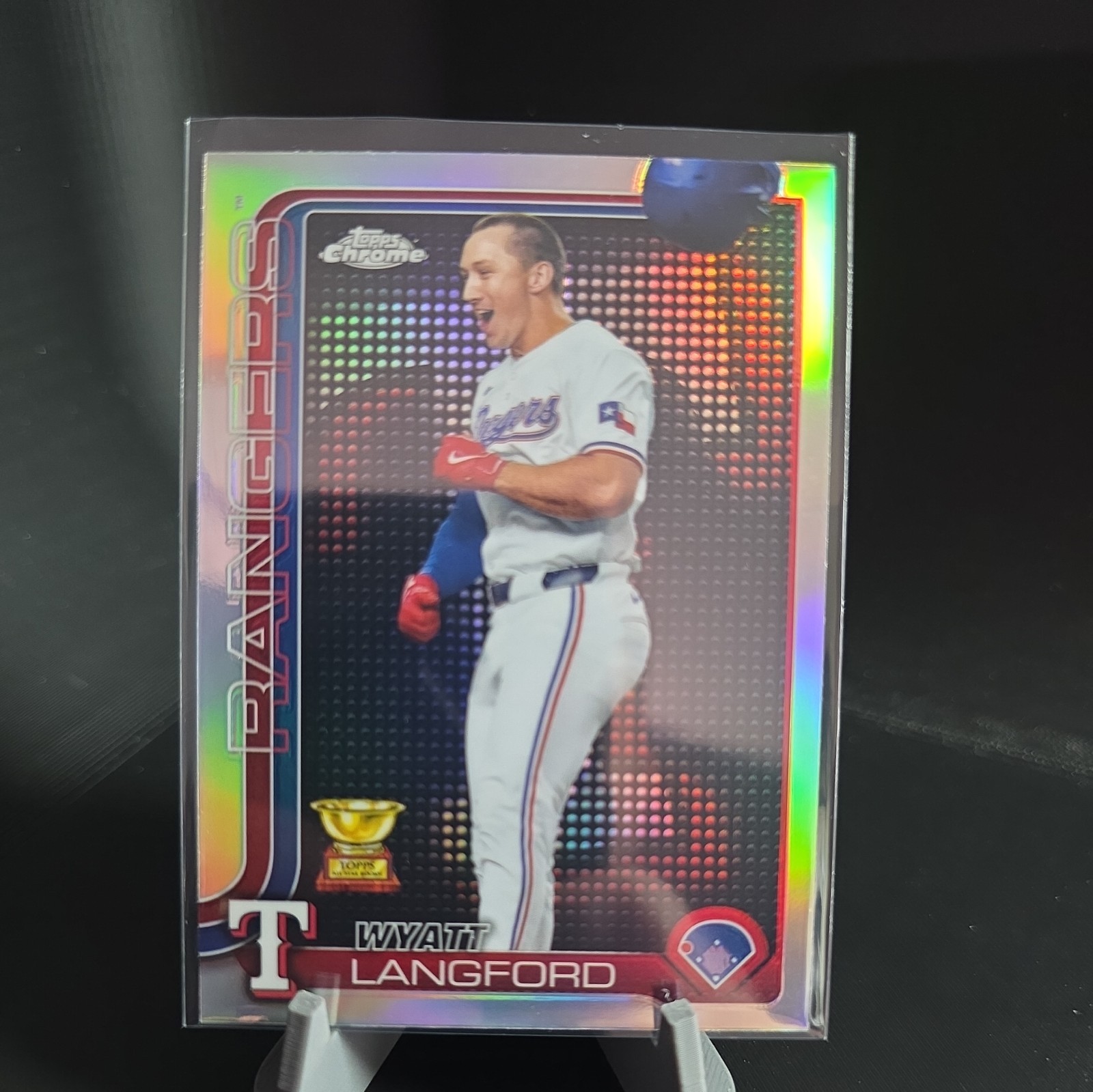 2025 Topps Chrome Wyatt Langford Lightboard SSP Rangers Logo 68