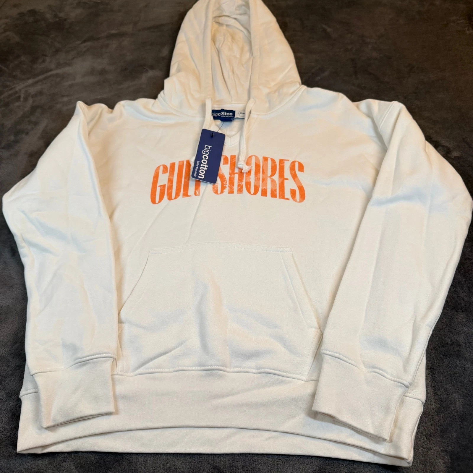 Gear for Sports Big Cotton Gulf Shores Hoodie White Orange Womens Medium NWT