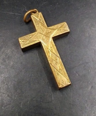 Vintage Kreuz Anhänger viktorianischer ästhetischer Stil aus Messing