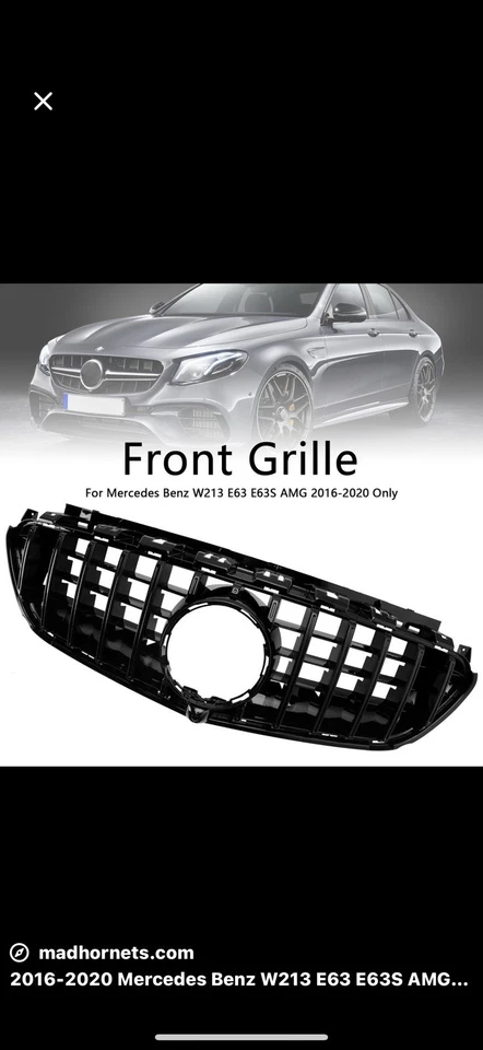 Mercedes-Benz AMG Panamericana Front Grille W213 E63 E63S 2016–2020 Gloss Black - Image 3 of 3