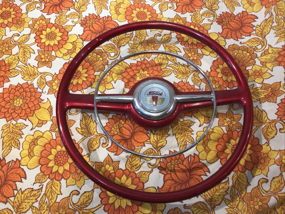 Volante Ford 1946 1947 1948 fabricante de equipamento original vermelho linda pátina vintage - Imagem 4 de 4