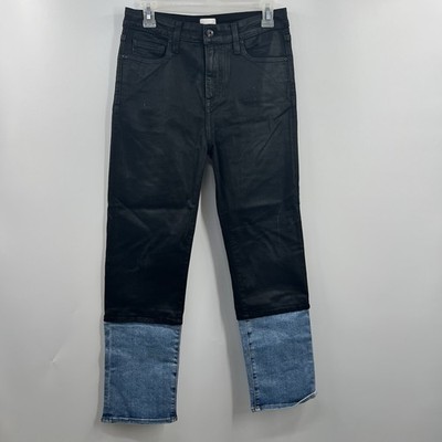 Jonathan Simkhai River Jeans 29 High Rise Straight Two Tone Coated Denim