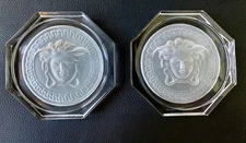 BEAUTIFUL - Versace Rosenthal Medusa Lumiere Clear Glass Coasters - Set of 2