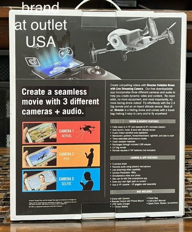 Protocol Director Foldable Drone with Live Streaming HD Camera & App Features 3 - Image 2 of 4