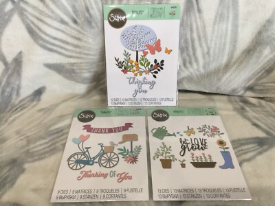 Sizzix  Thinlits Floral Sentiment Die Bundle 722-860 New