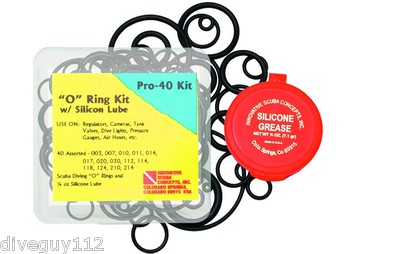 O-Ring Kit w/ Silicone Grease 40 Piece Repair Spare Replacement Scuba Diving