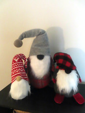 Pottery Barn PLUSH HOLIDAY GNOMES-SET OF THREE-NEW-CHRISTMAS BUFFALO CHECK-