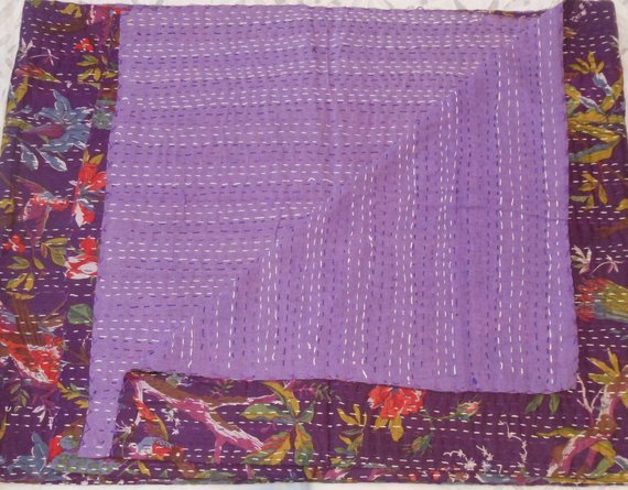 Indian queen bird kantha quilt cotton handmade bohemian hippie bedding bedspread Indian queen bird kantha quilt cotton handmade bohemian hippie bedding bedspread
