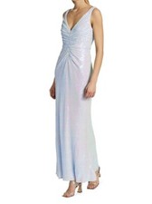 $660 Badgley Mischka Sequined Ruched Gown Dress Color Blue Size 16