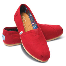 TOMS Authentic Classic Alpargata Womens Slip On Trainers Shoes Red