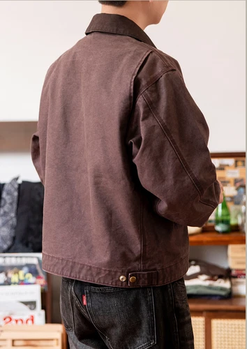 Mens Red Style Retro Jacket Classic Workwear Casual Collared Coat Top US - Picture 10 of 16