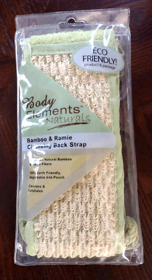 Body Elements Naturals Bamboo Ramie Exfoliating Cleaning Back Strap Eco Friendly