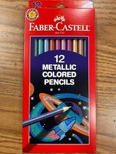Faber-Castell 12 Metallic Colored non toxic sparkling colors, new