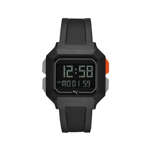X Ladies Puma Sports watch, water resistant 5 bars, SS back, resin case, ureth PUMA Womens Digital LCD Sports Watch, Black Gray Band, Day  main image 4