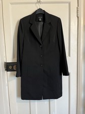 Katies Blazer Jacket Long Black Button Front Lined Size 10