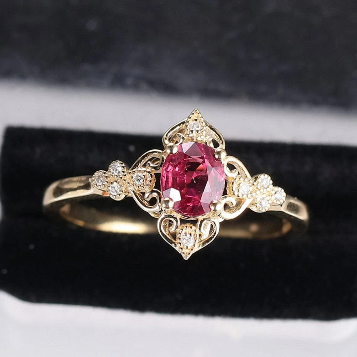 Vintage ruby engagement rings sale