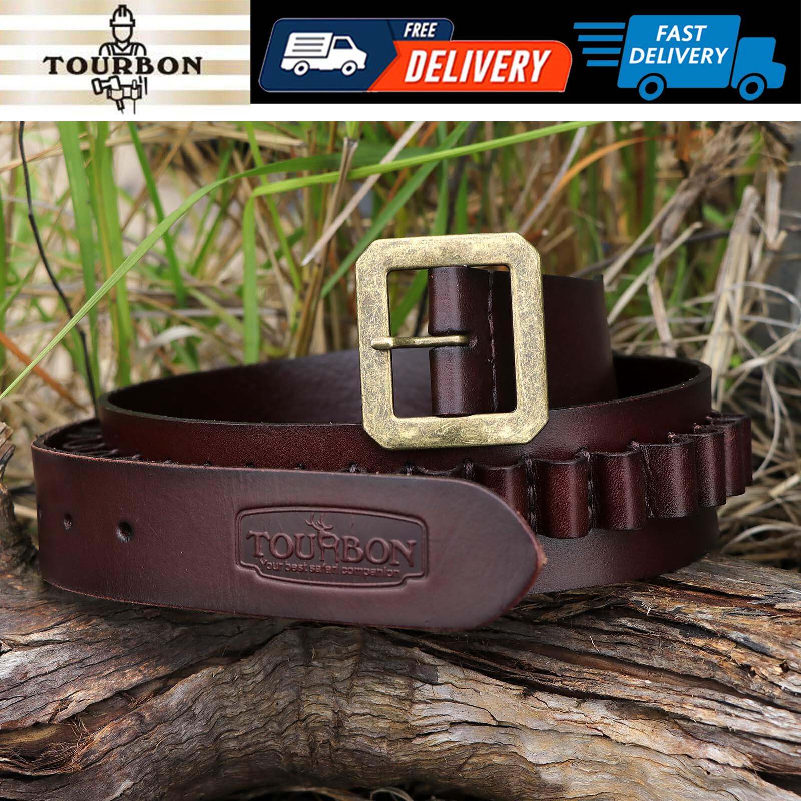 Leather Bandoleer 38/357Mag/9MM Cartridge Belt Ammo Holster Gun Holder-Clearance