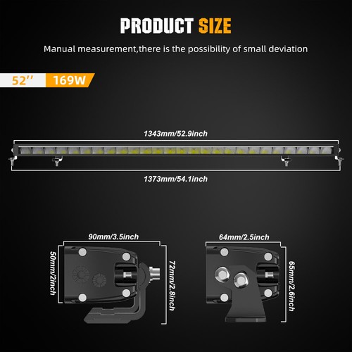 52pouces LED Barre de Travail Fonction feu blanche et ambrée pour DRL Offroad - Imagen 4 de 11