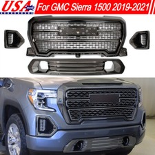 Fit Gmc Sierra 1500 Denali 2019-2021 Smoked Front Grille Fog Light W Bezel Trim