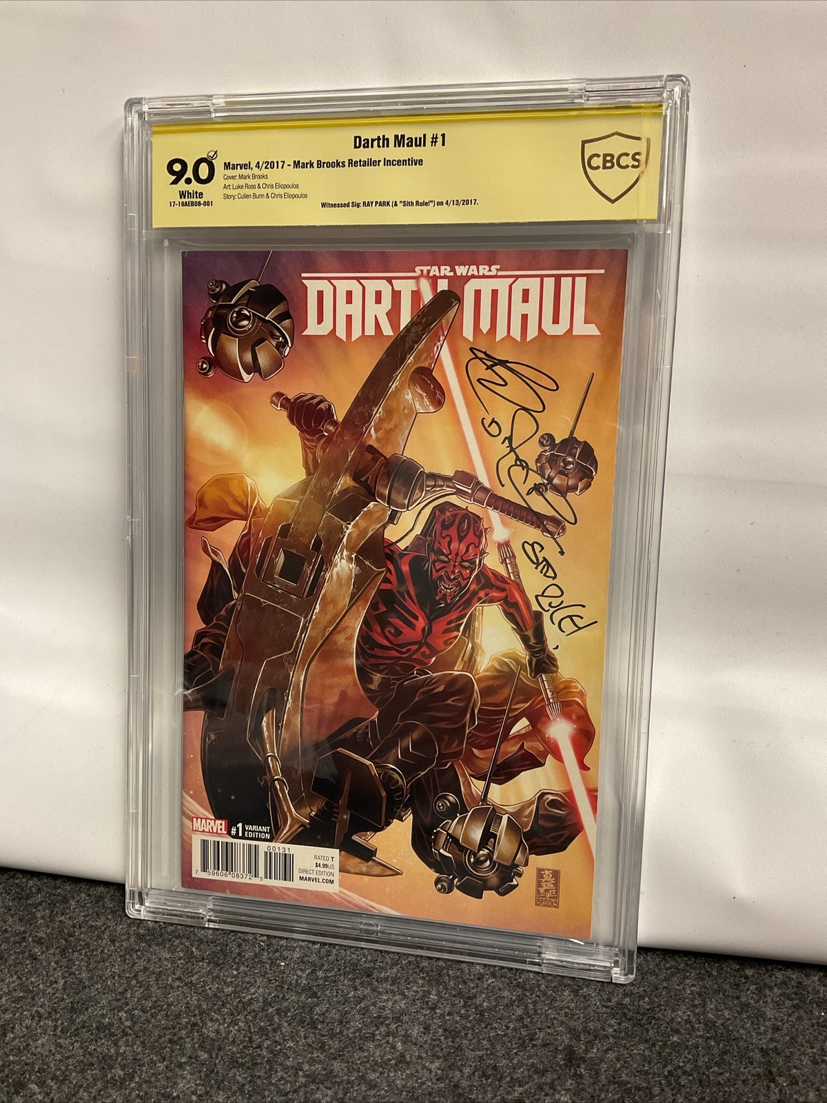 Star Wars Darth Maul #1 Variant 2017 Marvel CBCS 9.0 Signed Ray Park Sith Rule