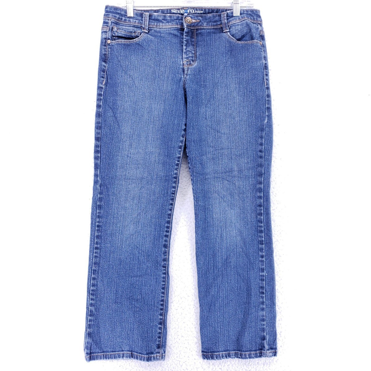 Style Co Jeans Womens Size 12 P Blue Denim Straight Mid Rise VTG Stretch  Pants