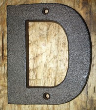 Cast Iron Industrial LETTER D Sign Rustic Brown 5" tall Alphabet