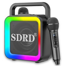 Karaoke Machine with Two Wireless Microphones, Portable Bluetooth Speaker for...