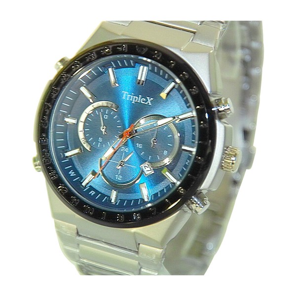 RöTting Design Herrenuhr Chrono Look Blaues Ziffernblatt Datum Wasserdicht Neu-image