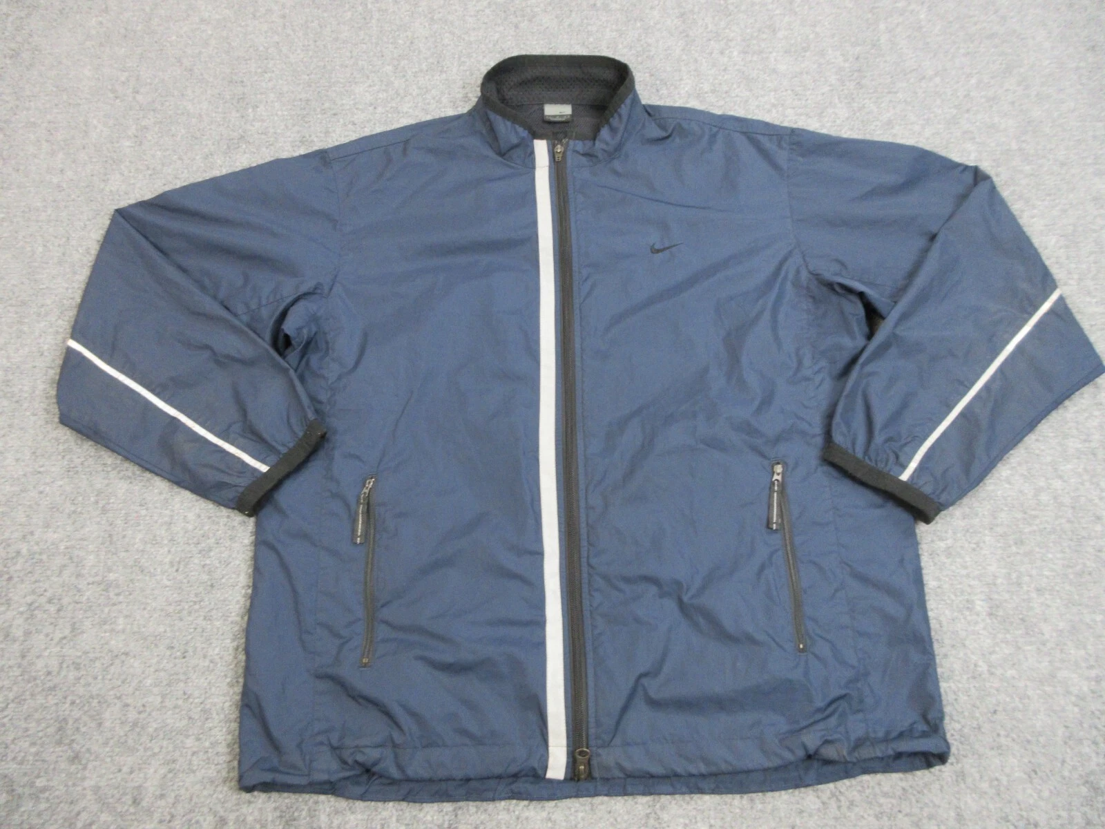 VINTAGE Nike Jacket Mens Large Blue Windbreaker Lightweight Outdoors Zip Coat