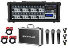 Rockville Rpm85 2400w Powered 8 Channel Mixer/Usb/Eq/Effects/Blue tooth+Mics+Case