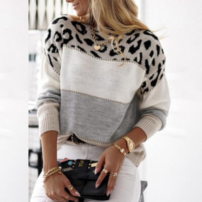 Pullover Damen Farbblock Wolle Pulli Sweater Winter Sweatshirt Strickpullover