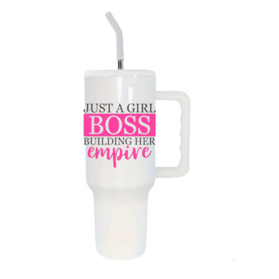 40oz STAINLESS STEEL INSULATED TUMBLER - TUMBLER W/LID&STRAW - GIRL BOSS