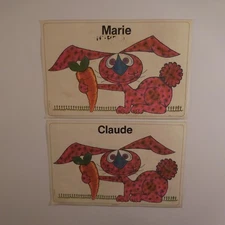 2 Sets Table Marie Claude Moppet Mats 1975 Léo Semini Vintage PN France N2811