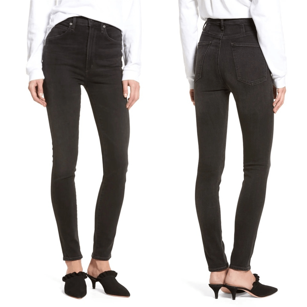 Citizens Of Humanity Chrissy Uber High Rise Skinny 24 Darkness Washed Black  NWT