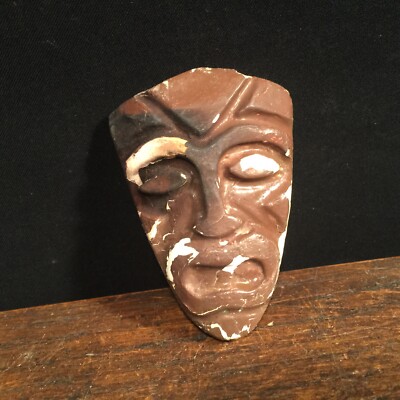 Vintage BSA Scarf Slide Boy Scout Kerchief Plaster Tiki Mask Dirty Paint Loss