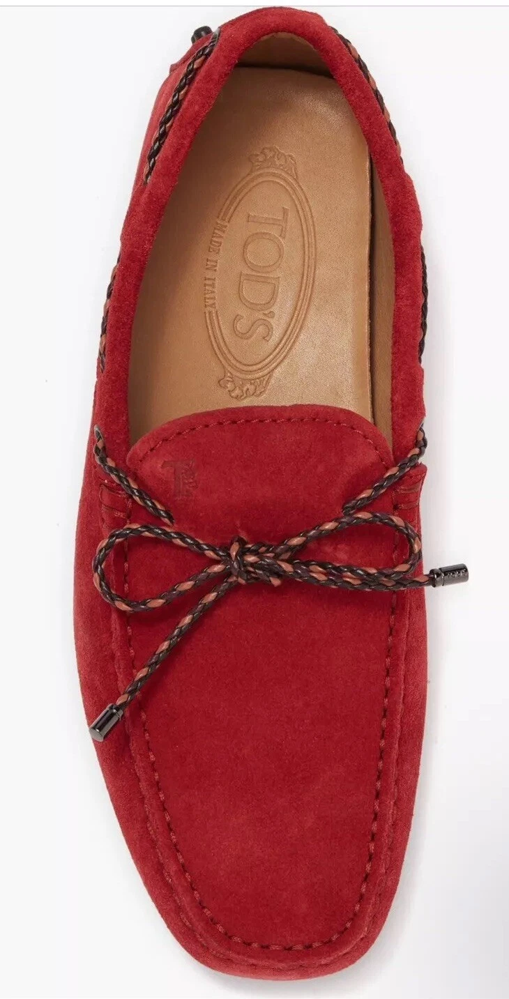 TOD’S NUOVE TOD'S scarpe uomo rosso camoscio laccetto mocassino suola in gommapiede taglia 6 EU 39 5