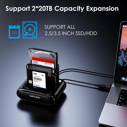 Hard Drive Docking Station 2.5"/3.5" HDD/SSD Hard Drive Enclosure USB3.0 to SATA - Picture 4 of 9