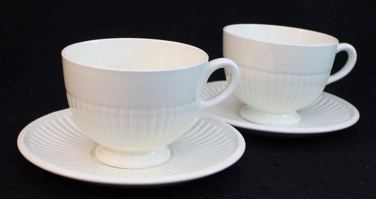 食器  EDME Wedgwood EDME 2 Footed Cup & Saucer Sets Off-White GREAT CONDITION