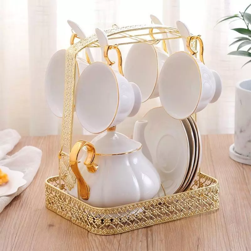 Mug Holder Coffee Rack Coffee Cup Holder Tea Set Stand Dishes Organizer  Wrought