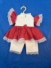 Red and White polka dot Handmade Doll Dress and Fits 18 to 19in Doll