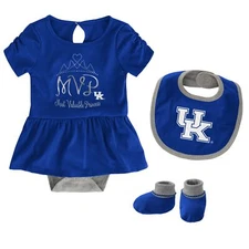 Outerstuff NCAA Infant Girls Kentucky Wilcats MVP Creeper, Bib & Bootie Set