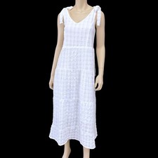 Parami Designs Dress Women Medium White Sleeveless Tie Straps Maxi NWT